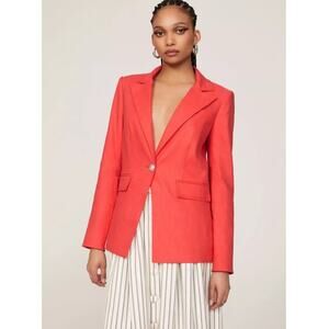 VERONICA BEARD Melon Red Linen Blend Sedgwick Dicky Jacket Blazer Size 2
